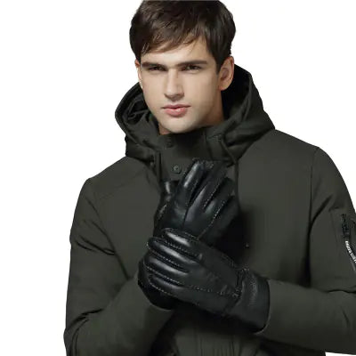 Genuine Leather Gloves - Warm Sheepskin for Men